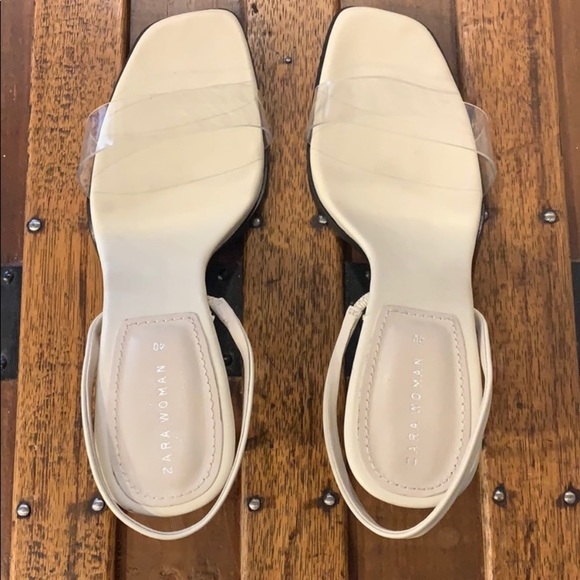 Zara: Slin back heels, clear & beige. Size 9 - Picture 3 of 5